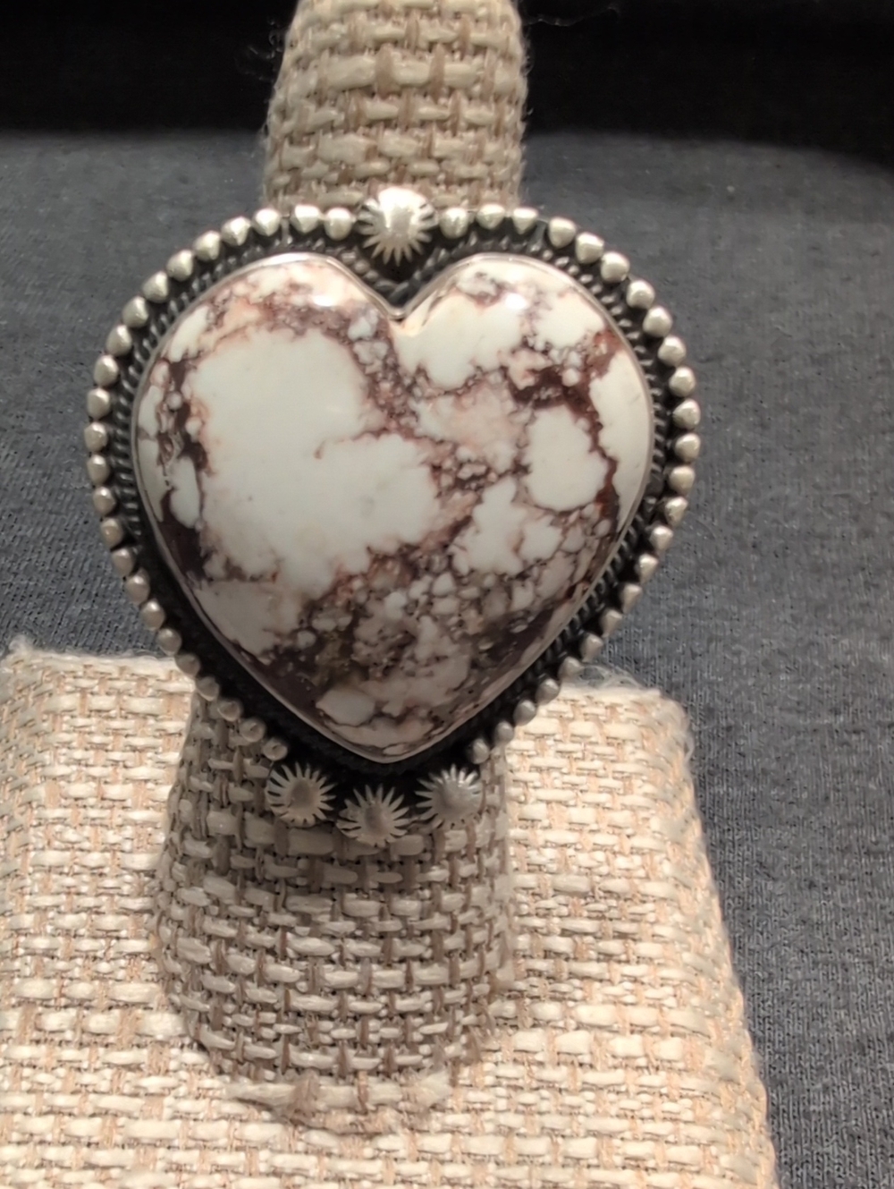 Heart-Shaped Wild Horse Turquoise Sterling Silver Ring